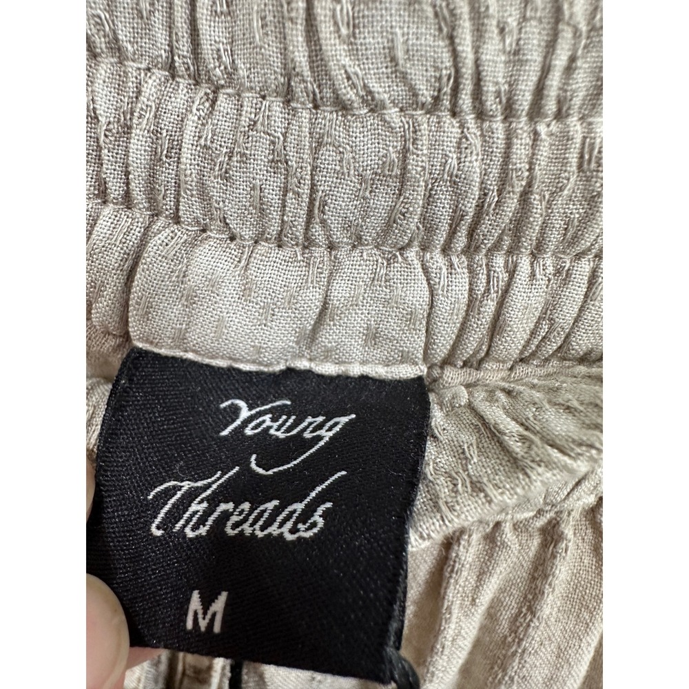 Young Threads Latte Beige Ruffle Midi Skirt Boho Textured Viscose SK44136 M - Picture 4 of 7